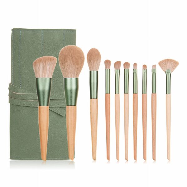 Bulk 10Pcs Wooden Makeup Brush Sets With PU Bag